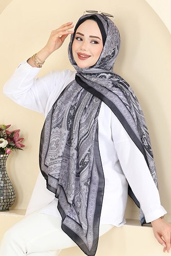 moda selvim شال بيج غامق واسود 130IPK758 - Thumbnail