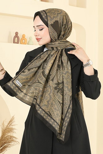 moda selvim Scarf 130IPK758 Gold & Black - Thumbnail