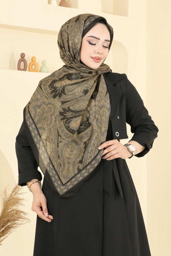 Modaselvim شالات شال ذهبي واسود 130IPK758