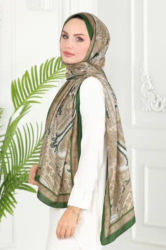 moda selvim Scarf 130IPK758 Khaki&Vision - Thumbnail