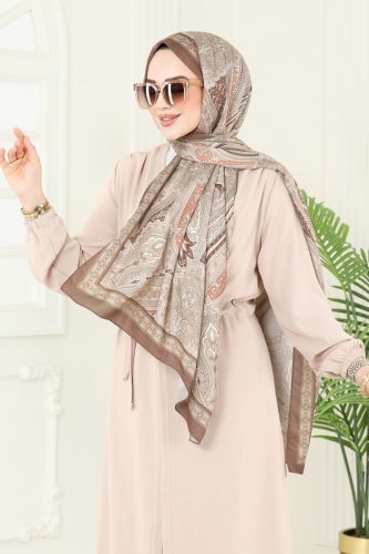 moda selvim شال بني فاتح 130IPK758 - Thumbnail