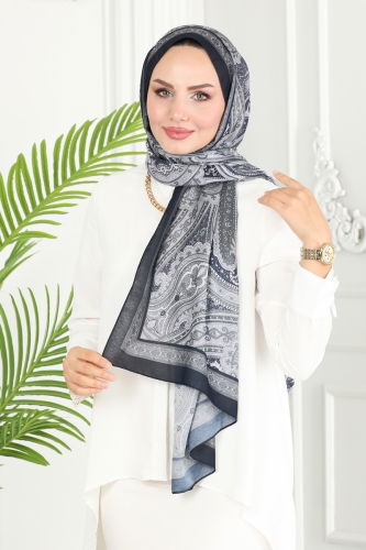 moda selvim Scarf 130IPK758 Navy Blue - Thumbnail