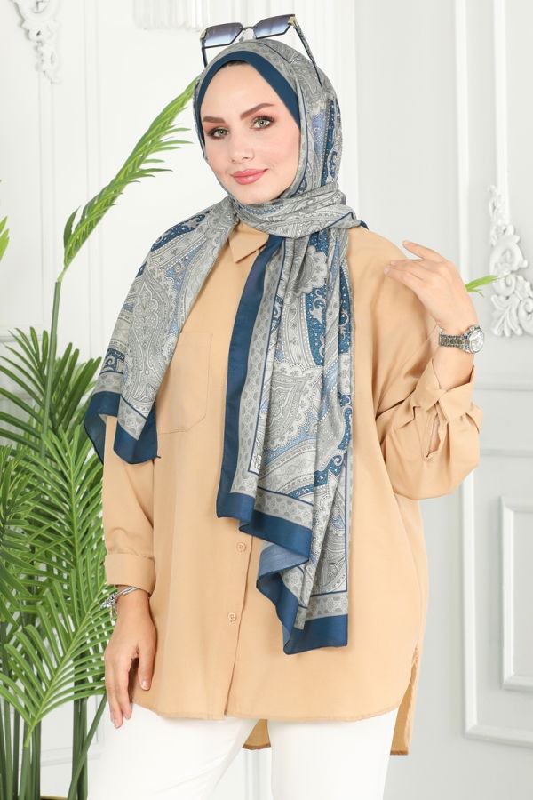 Modaselvim Shawls Scarf 130IPK758 Petroleum&Grey