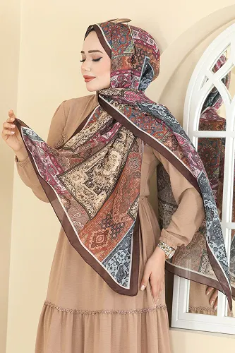 moda selvim Scarf 1310AFV475 Brown - Thumbnail