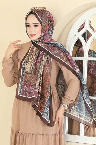 moda selvim Scarf 1310AFV475 Brown - Thumbnail