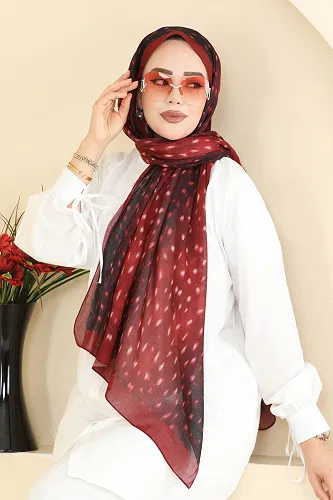 moda selvim Scarf 131ART1138 Burgundy - Thumbnail