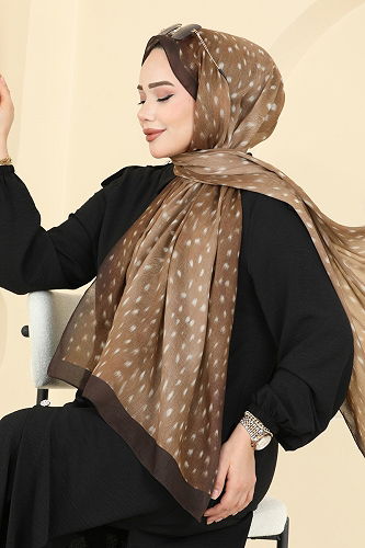 moda selvim Scarf 131ART1138 Dark Brown - Thumbnail