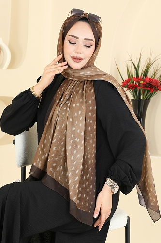 moda selvim Scarf 131ART1138 Dark Brown - Thumbnail