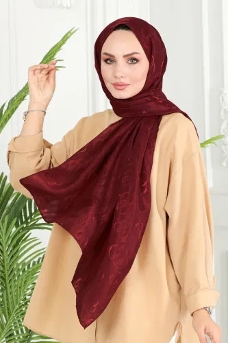 moda selvim Scarf 131IPK758 Burgundy - Thumbnail