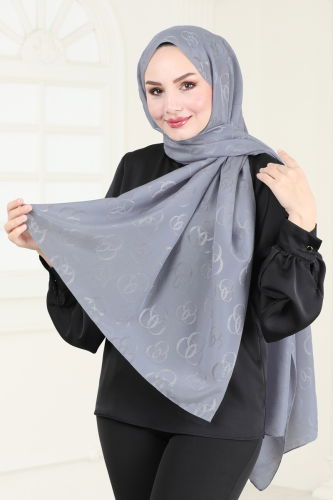 moda selvim Scarf 131IPK758 Dark Silver - Thumbnail