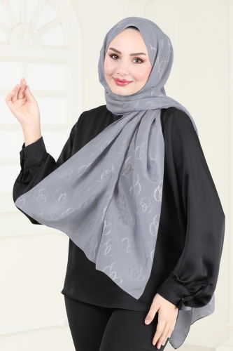 moda selvim Scarf 131IPK758 Dark Silver - Thumbnail