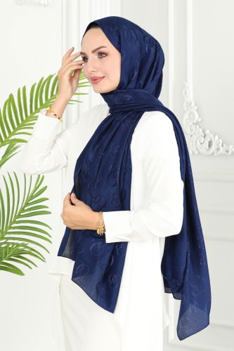 moda selvim Scarf 131IPK758 Navy Blue - Thumbnail