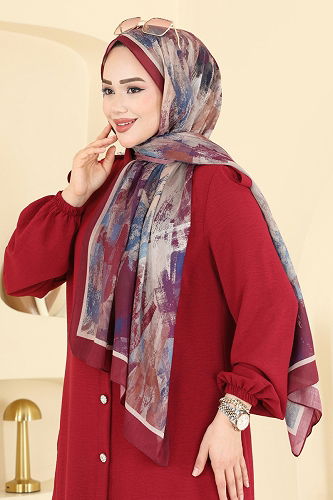 moda selvim Scarf 132ART1138 Burgundy - Thumbnail
