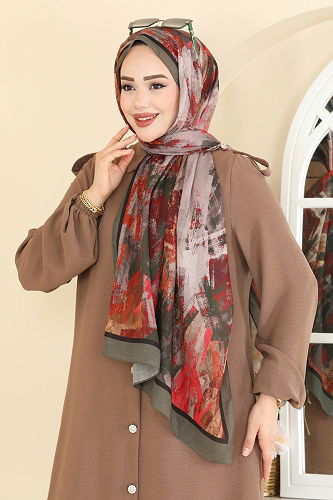 moda selvim شال اخضر عفني 132ART1138 - Thumbnail