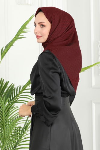 moda selvim Scarf 132IPK758 Burgundy - Thumbnail