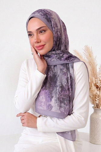 moda selvim Scarf 133ARTK1207 Dark Lilac - Thumbnail