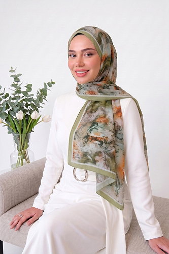 moda selvim Scarf 135ARTK1207 Almond Green - Thumbnail