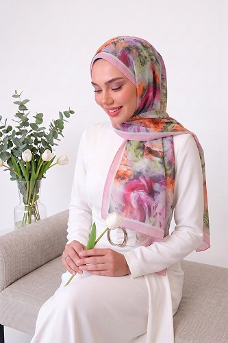 moda selvim Scarf 135ARTK1207 Pink - Thumbnail