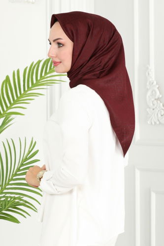 moda selvim Scarf 135IPK758 Burgundy - Thumbnail