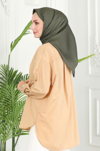 moda selvim Scarf 135IPK758 Khaki - Thumbnail