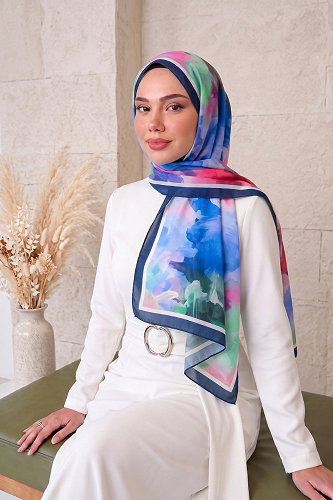 moda selvim Scarf 136ARTK1207 Navy Blue - Thumbnail