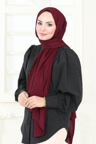 moda selvim Scarf 136IPK758 Burgundy - Thumbnail