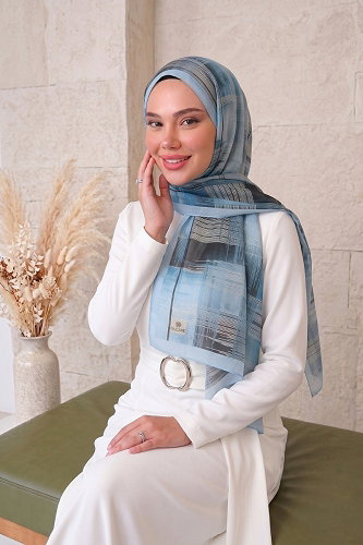 moda selvim Scarf 137ARTK1207 Blue - Thumbnail