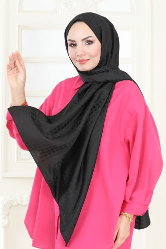 moda selvim Scarf 137IPK758 Black - Thumbnail