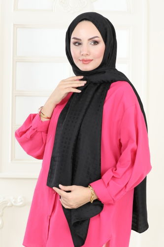 moda selvim Scarf 137IPK758 Black - Thumbnail