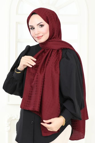 moda selvim Scarf 137IPK758 Burgundy - Thumbnail