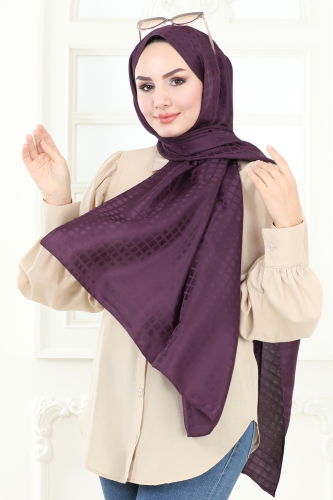 moda selvim Scarf 137IPK758 Purple - Thumbnail