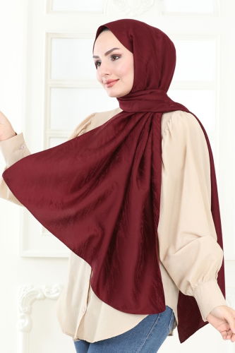 moda selvim Scarf 138IPK758 Burgundy - Thumbnail