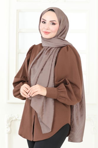 moda selvim Scarf 138IPK758 Light Brown - Thumbnail