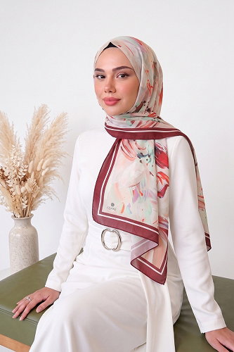 moda selvim Scarf 139ARTK1207 Burgundy - Thumbnail