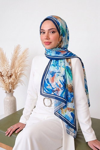 moda selvim شال نيلي وكحلي 139ARTK1207 - Thumbnail
