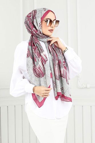 moda selvim Scarf 139IPK758 Fuchsia - Thumbnail