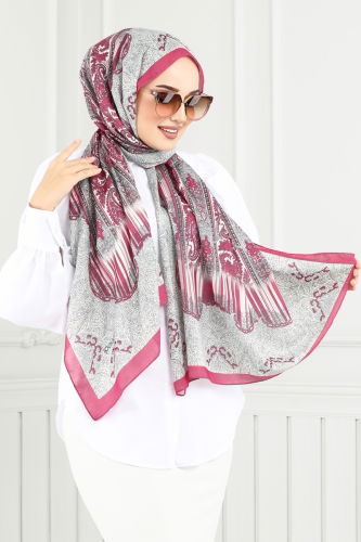 moda selvim Scarf 139IPK758 Fuchsia - Thumbnail