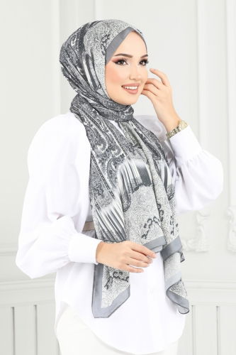 moda selvim Scarf 139IPK758 Gray - Thumbnail