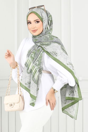 moda selvim Scarf 139IPK758 Green - Thumbnail