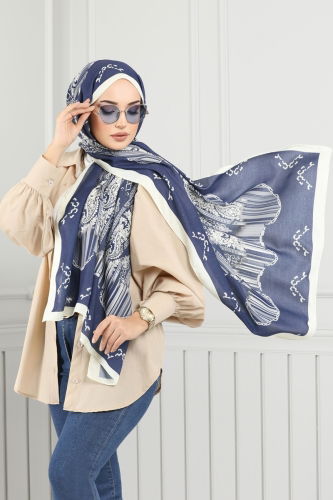 I.P.K. - Scarf 139IPK758 Pattern1 Navy Blue