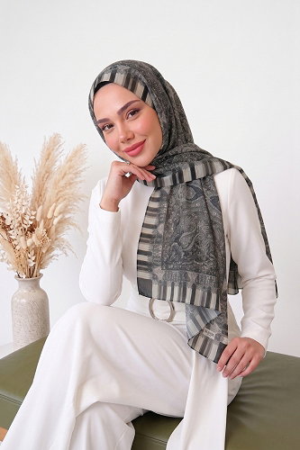 moda selvim Scarf 140ARTK1207 Black - Thumbnail