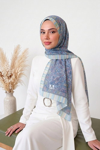 moda selvim Scarf 140ARTK1207 Blue - Thumbnail
