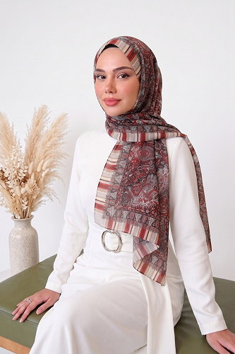 moda selvim Scarf 140ARTK1207 Burgundy - Thumbnail