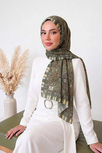 moda selvim Scarf 140ARTK1207 Khaki - Thumbnail