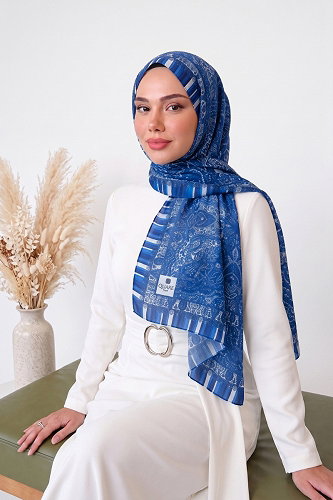 moda selvim Scarf 140ARTK1207 Saxe - Thumbnail