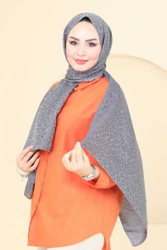 moda selvim Scarf 140IPK758 Gray - Thumbnail