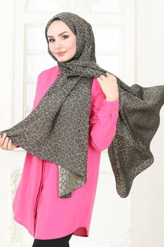 moda selvim Scarf 140IPK758 Khaki - Thumbnail