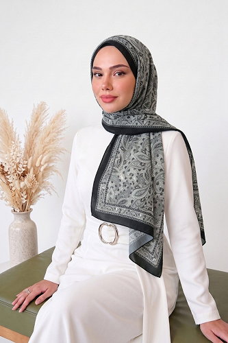 moda selvim Scarf 141ARTK1207 Anthracite & Black - Thumbnail