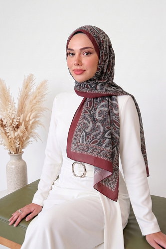 moda selvim Scarf 141ARTK1207 Burgundy - Thumbnail