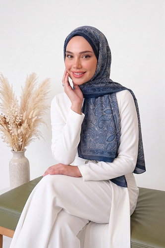 moda selvim Scarf 141ARTK1207 Dark Navy Blue - Thumbnail
